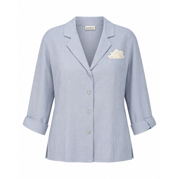 White Stag Jackets & Blazers - White Stag Linen Rayon Blazer Jacket Light Blue 3/4 Sleeve Womens XL 16/18